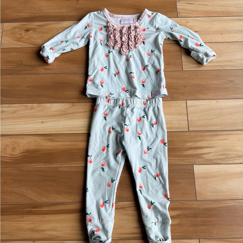 Charming Sweet Honey Kids Pajama Set with Pink Floral Accents
